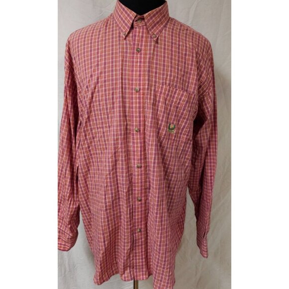 Wrangler Riata Mens XXL Red Mauve Plaid Long Sleeve Button Down Western Shirt - Picture 1 of 11